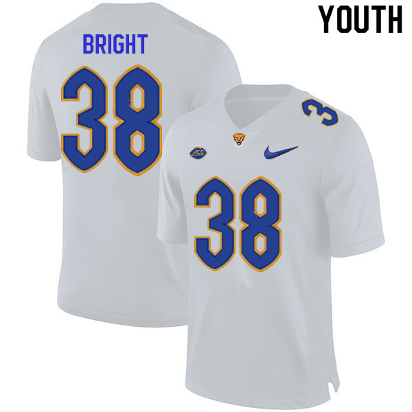 Youth #38 Cam Bright Pitt Panthers College Football Jerseys Sale-White